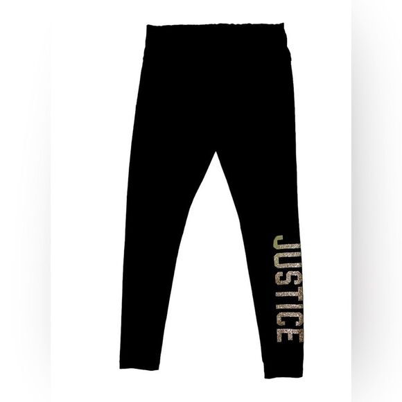 Girls Black Justice Leggings - Picture 1 of 5
